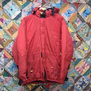 Vintage 90s Marlboro Country Store Puffer Jacket Men's Large Down Fill Red